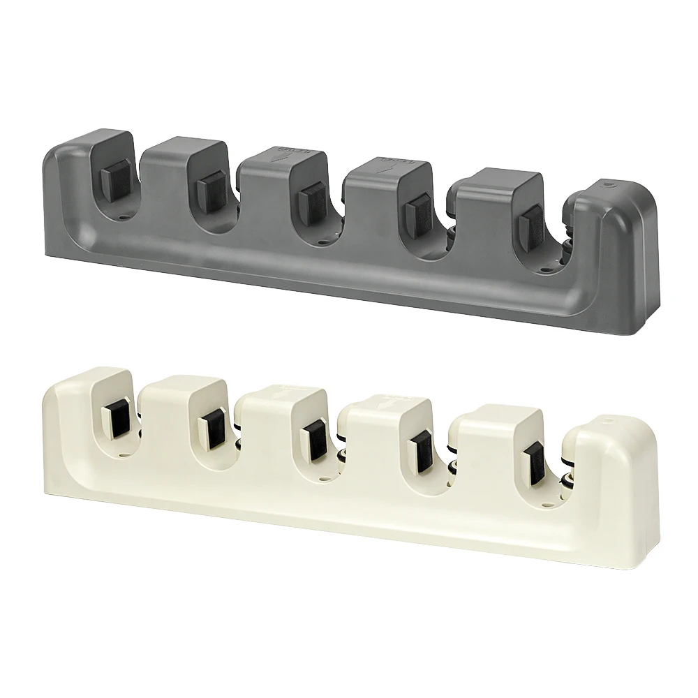 5 Slots Wall Mounted Hanger Holder Tool Broom Mop Holder Plastic Flexible Bathroom Tool Hanger Rack
