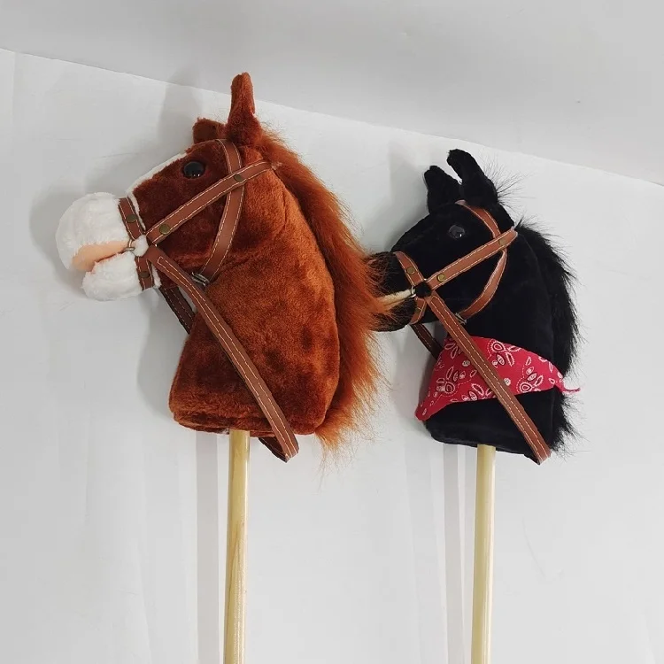 2024 Wholesale Hot Style Customize Lovely Plush Horse Ride On Sticks Hobby Horse Stick Custom Plush Toys