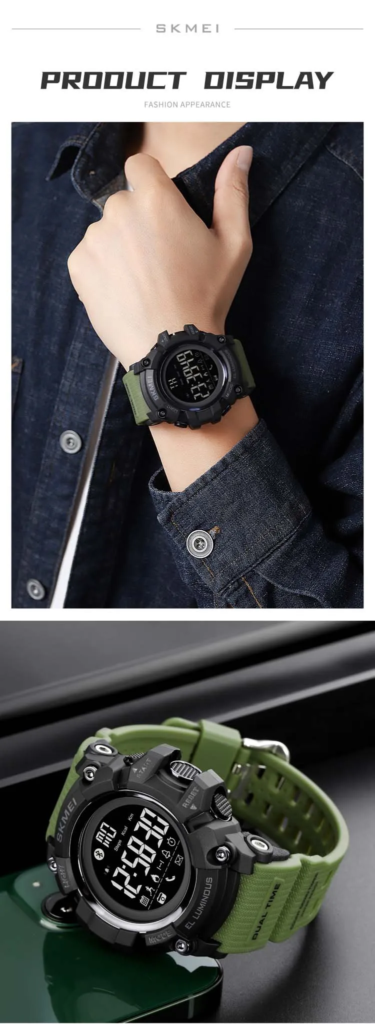 SKMEI 2053 fashion super black mens smart watch latest Silicone band bluetooth step counting running sports watch supplier