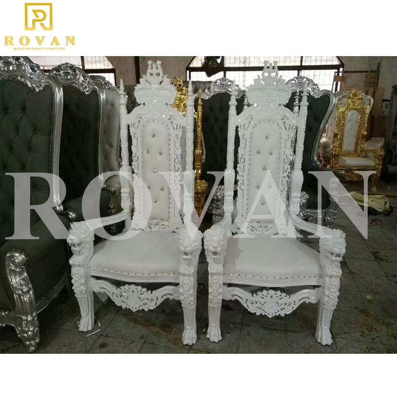 wedding  luxury red and gold king and queen throne chair velvet
