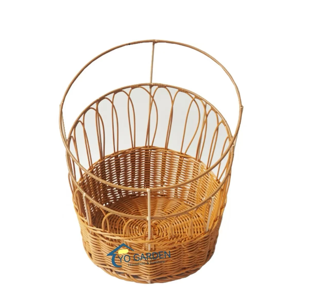 Customized PP Plastic Steel Handmade Woven Round Square Shape Bakery Bread Fruit Display Stand With Basket For Supermarket Shop