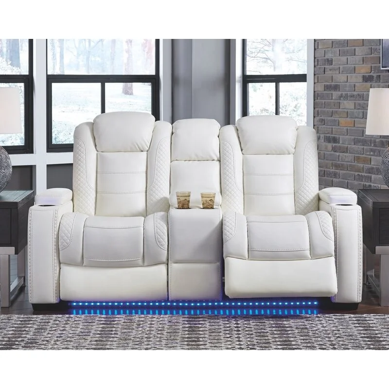 Factory direct white leather 4 3 2 1  cinema Home Theater Sofa With Cup Holders,Computer table,Storage arm