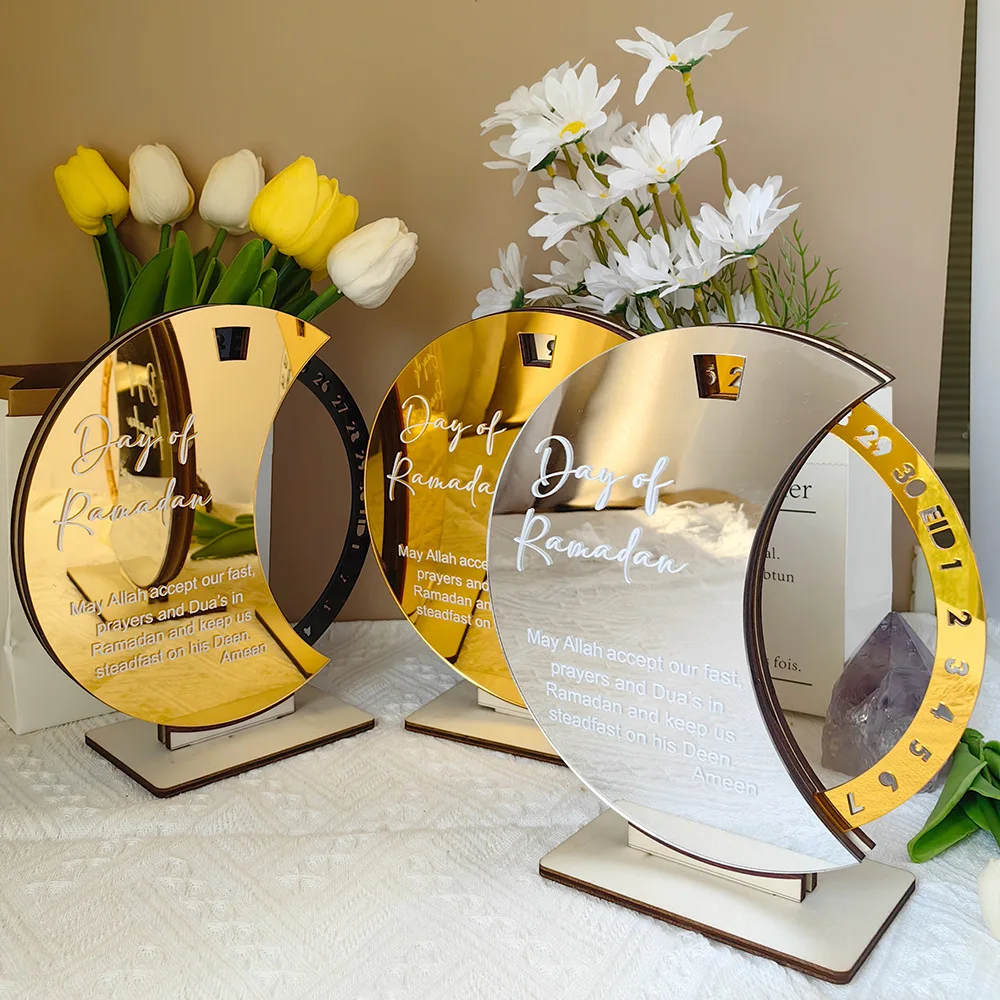 Рамадан календарь обратного отсчета деревянный акриловый Ид домашний декор для вечеринки