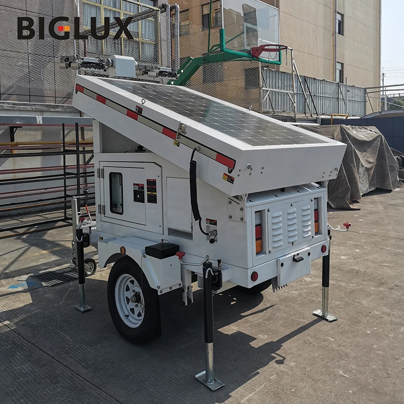 Manual Lifting Light Tower Mobile Trailer Solar Powered Mobile Tower Light
