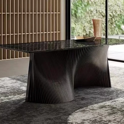 Charm Master Light Luxury Slate Dining Table High-End Large Flat Villa Dining Table Italy Minimalist dining table wood
