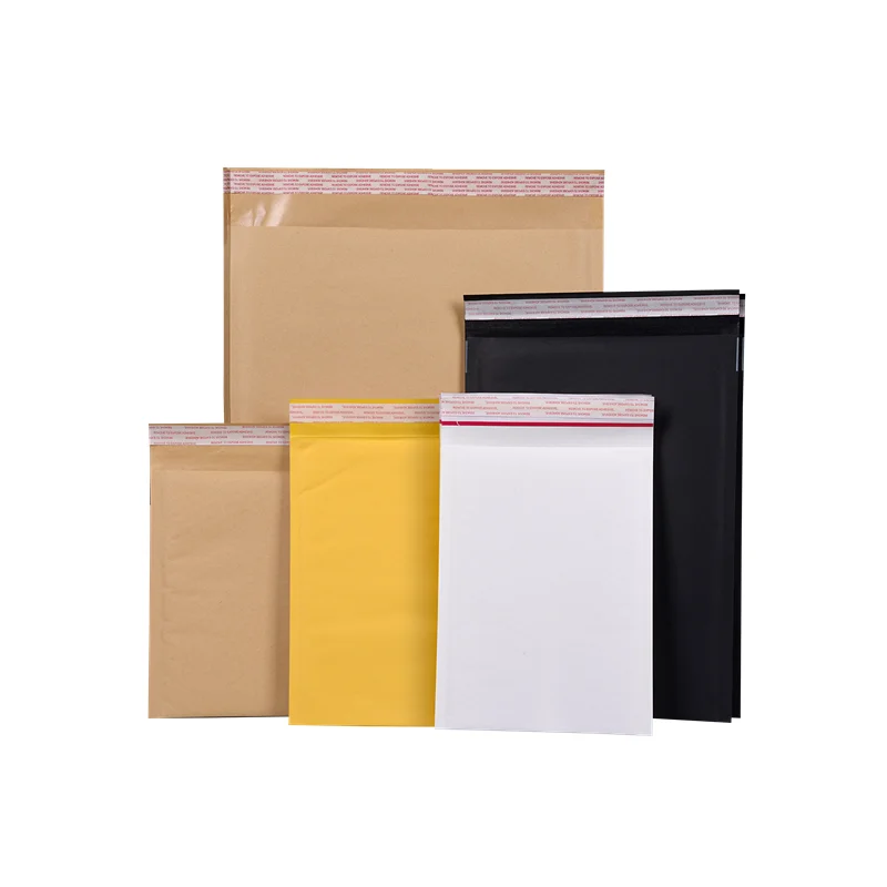 Self Sealing Shipping Mailing Bags Recyclable Padded Paper Envelope 6x9 Yellow Kraft Bubble Mailer Custom Logo