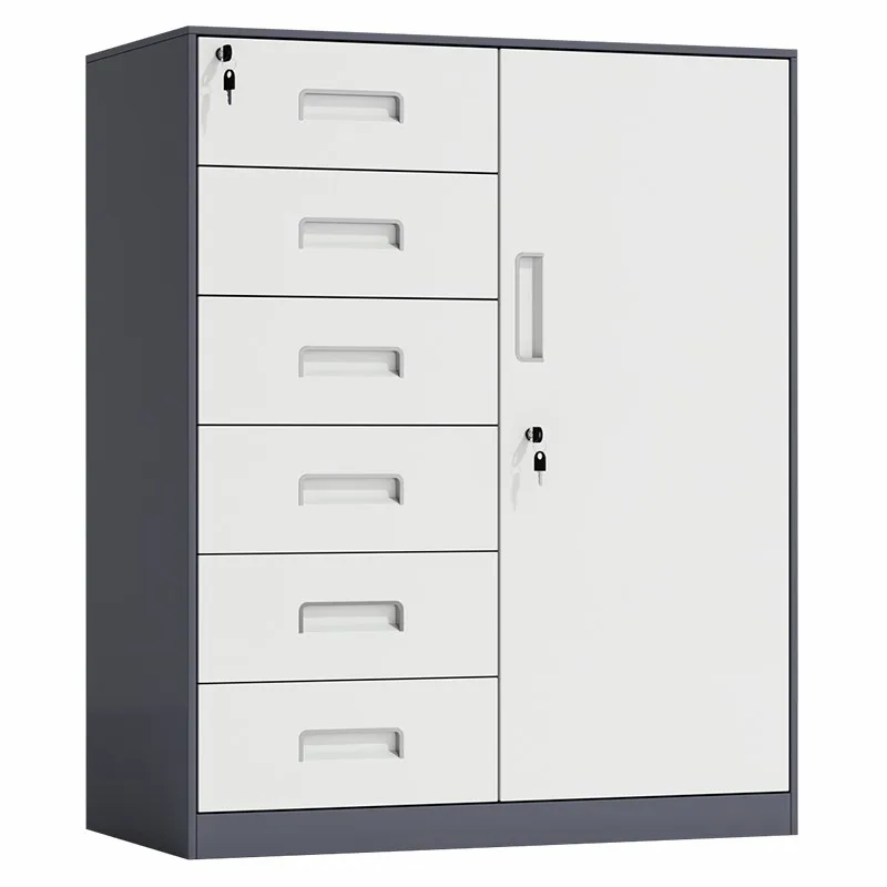 Factory sales low price swing door steel 6 drawers metal storage file cabinet with white black gray color