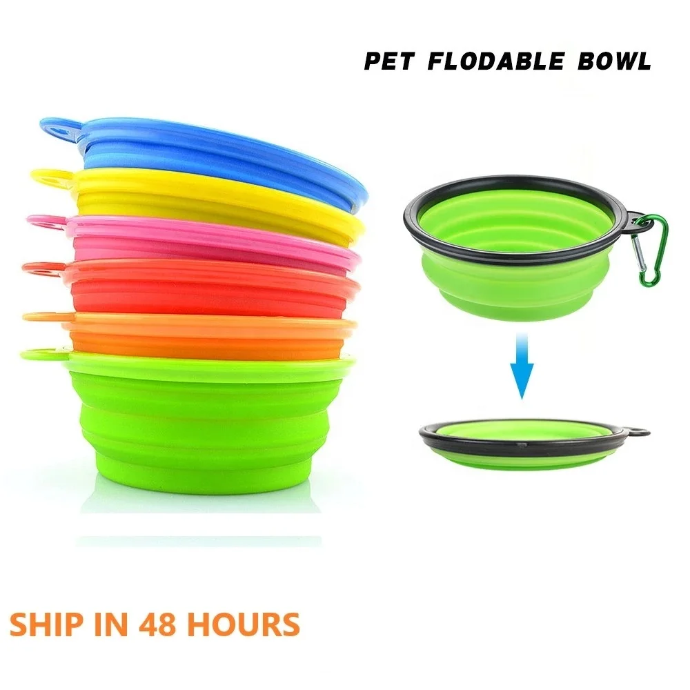 1000 ML Outdoor Travel Portable Food Container Feeder Pet Folding Bowls For Cats Dogs Violet Silicone Pet Bowl