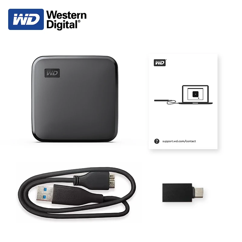 Original WDs SSD 2TB Portable Hard Disk USB 3.0 Cable External SSD 1TB 480GB  Hard Drive High speed up to 400MB/s Elements SE