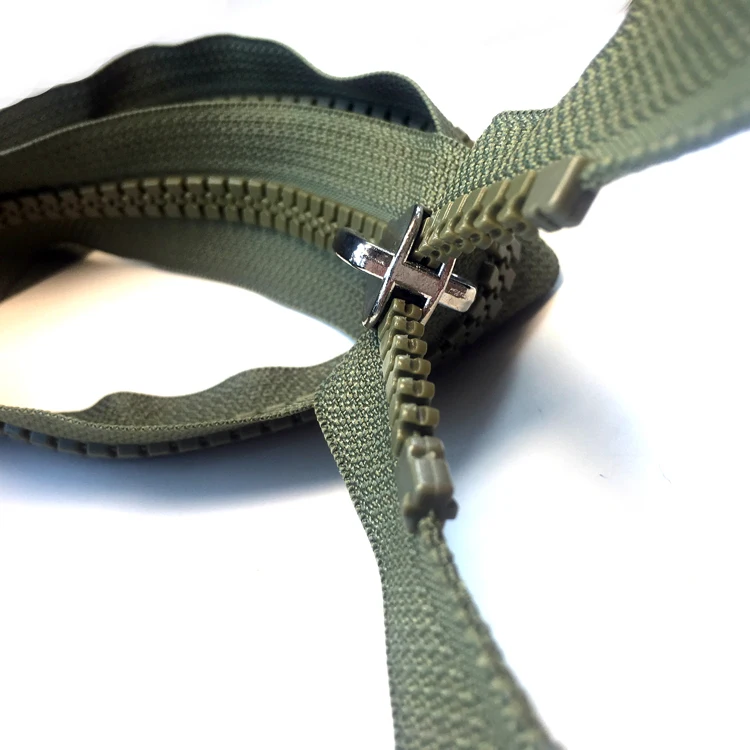 JY 10#  Open End  Resin Plastic Zipper With 2 Pullers For Military Tent
