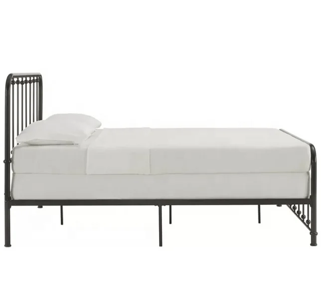 2019 Luxury Vintage Design European Style Wrought Metal Iron Bed Antique Brushed Gold King Size