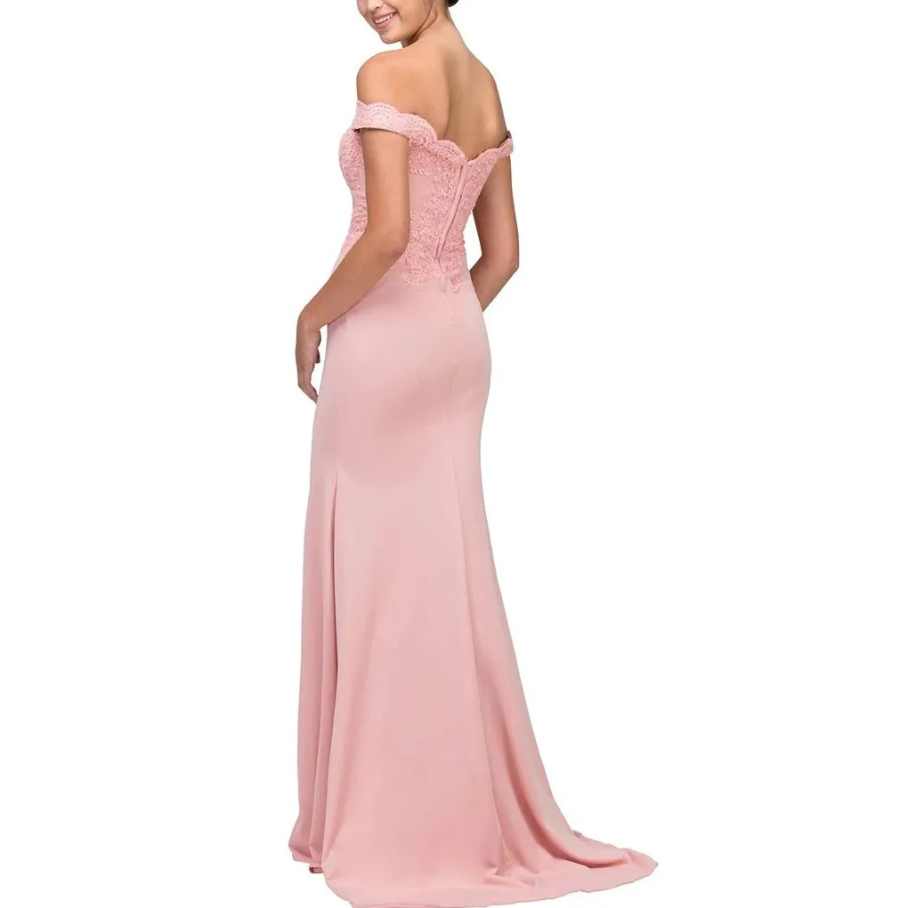 
Lace Appliqued Off-Shoulder Floor Length Long Formal Evening Party Dresses Women Lady Elegant 