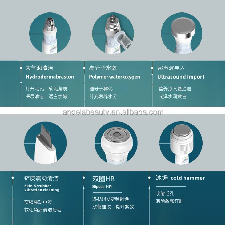 2022 High quality 6 in 1 Hydra cleaning water jet beauty machine facial care oxygen equipment small bubble machine