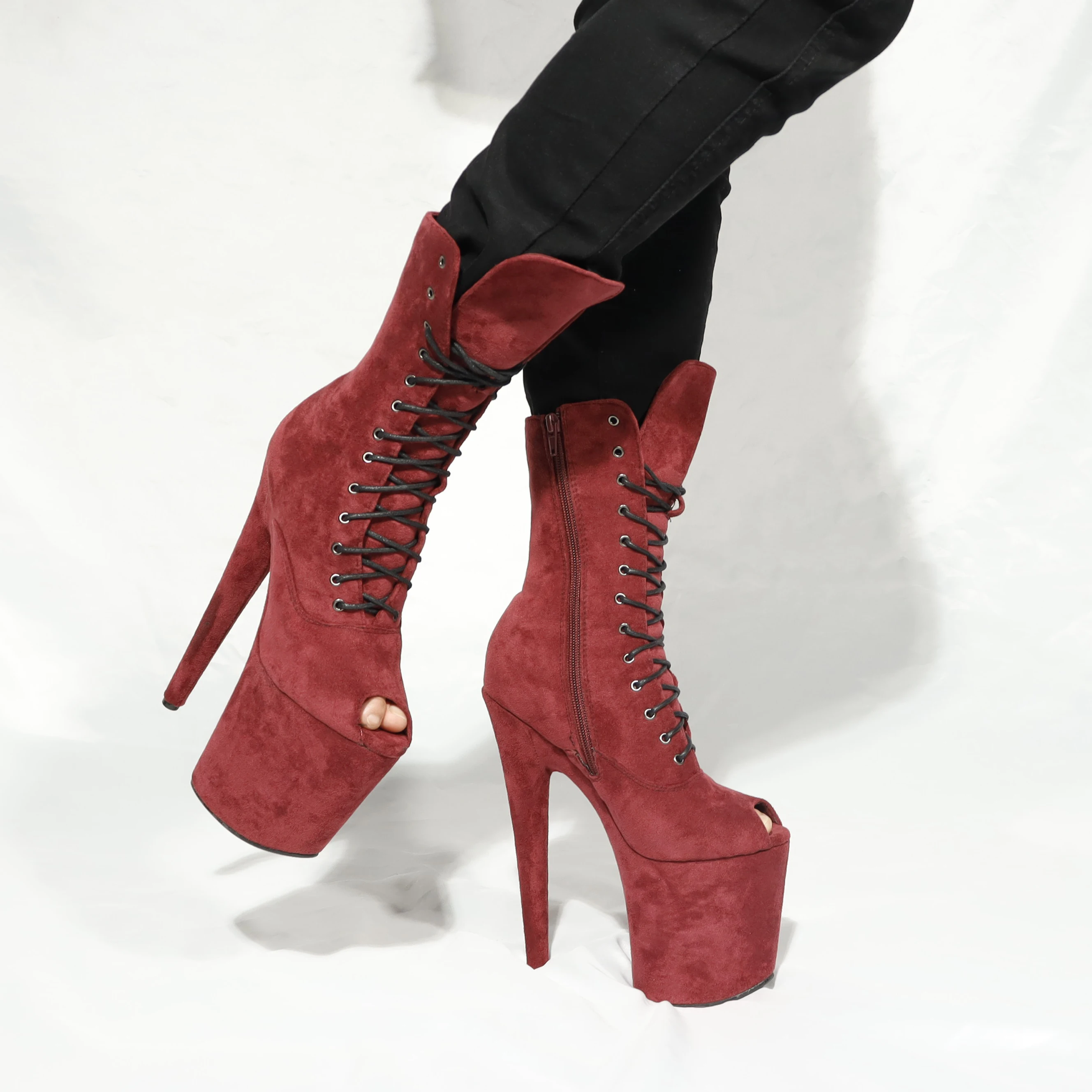 20 cm women Heel shoes Chaussure Femme dance heels strippers peep-toe exotic dance shoes Ankle sexy pole dance Boots shoes women