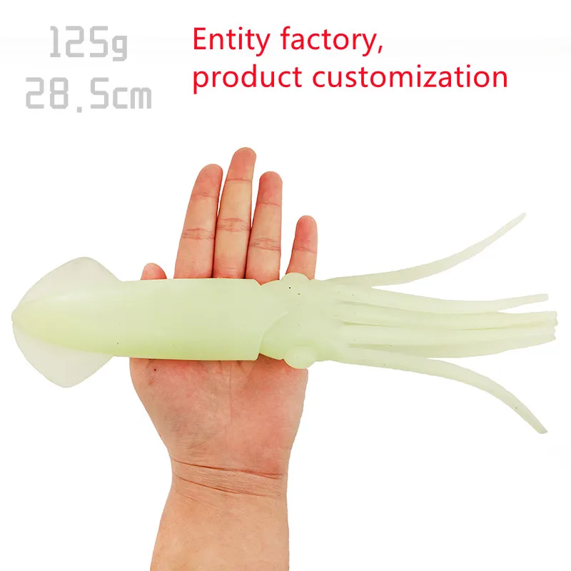 125g 285mm Luminous PVC Wood Jig Big Rubber Squid Skirts Octopus Soft Plastic Fishing Lures Carp Pike Trout River Lake Fishing