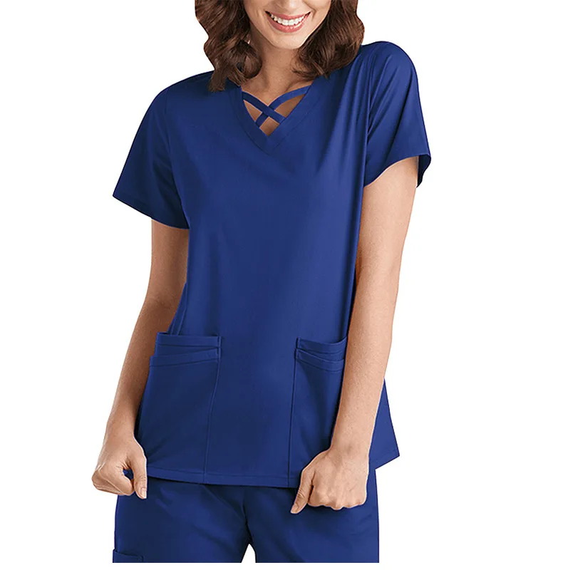 OEM Custom Logo Elastic Quick Dry Medical Dentists Operating Room Pet Shop Uniforms Scrubs Tops Sets