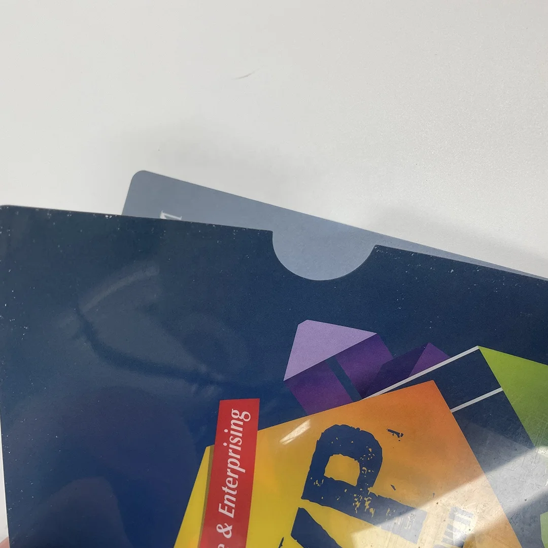 Dark color plastic folder customized design L shape file folder PP pockets folders for office