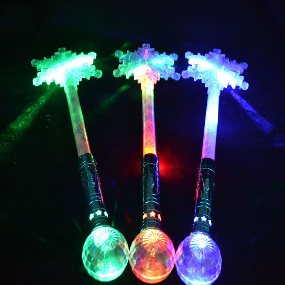 Plastic Snowflake Fairy Wand Led Lights, Snowflake Princess Fairy Stick, Snowflake Led Glow Wand