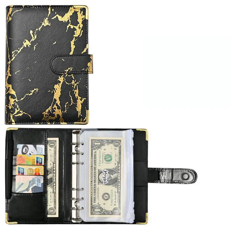 Wholesale custom logo a6 marble budget binder money notebook binder notebook with cash envelopes planner journal for budgeting