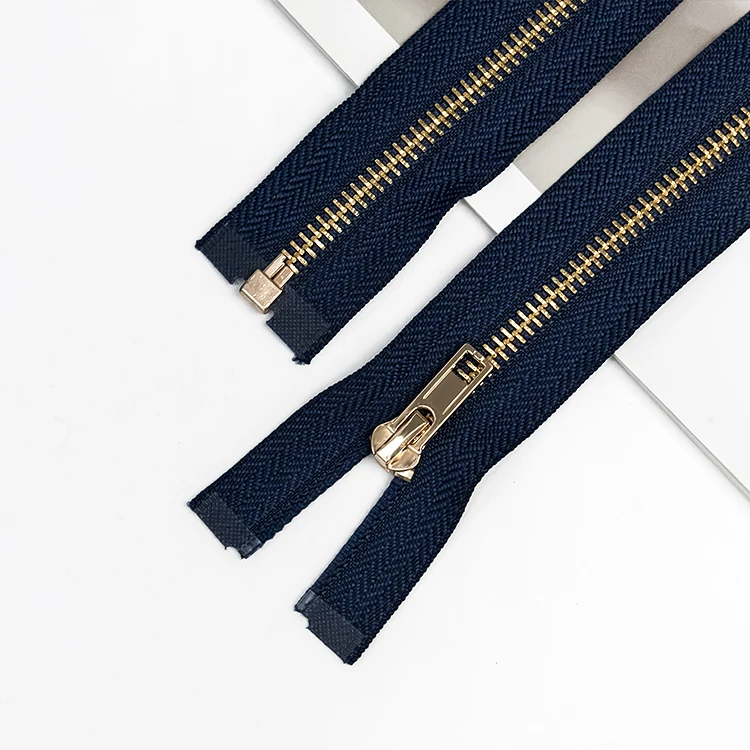 OEM Jacket bag clothing jeans cremallera brass teeth custom zip gold metal zipper Open End zipper long chain zipper