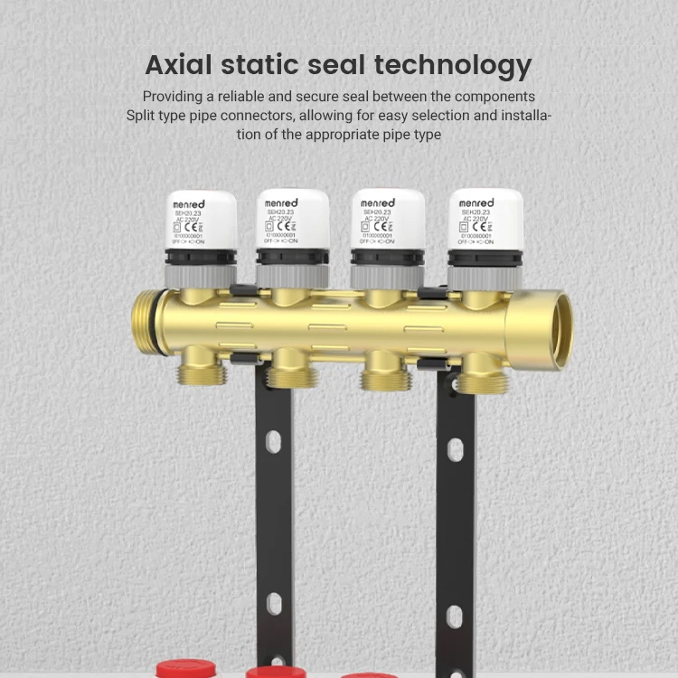 Brass floor heating radiant heat manifold with ball valve and flow meter 8ways