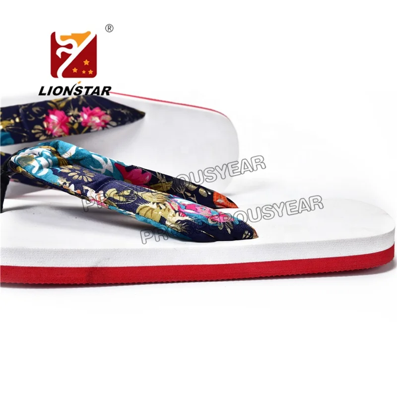 popular lady  summer floral fabric   flip flop