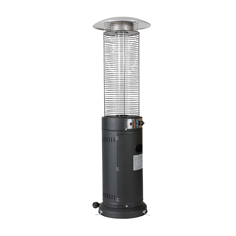 Factory Supplied Portable Iron round Tube Glass Cylinder Patio Heater for Outdoor & Household Use Freestanding Installation