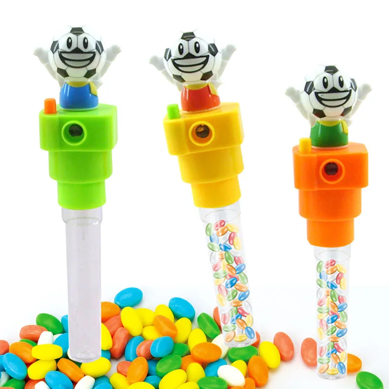 Plastic Happy Football Player Camera Viewer Toys with Empty Candy Container Candy Toys with golosinas