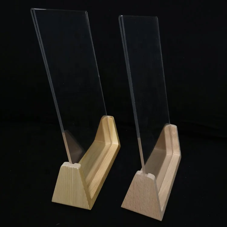 Acrylic Sign Holder 8.5x11with U-Shaped Base |Table Menu Sign Holder |Solid Wood with Crystal Clear Acrylic Holder