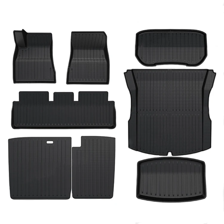 Creease 2024 New Arrival Waterproof TPE 3D All-Weather Grain Pattern Trunk Cargo Liner Car Floor Mats For New Tesla Model 3