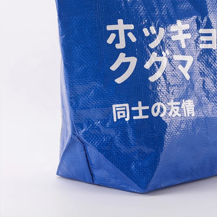 Custom Japanese style Cartoon Printed Eco Reusable Grocery Tote Large Recycled PP Woven Shopping Bag with Double Handle