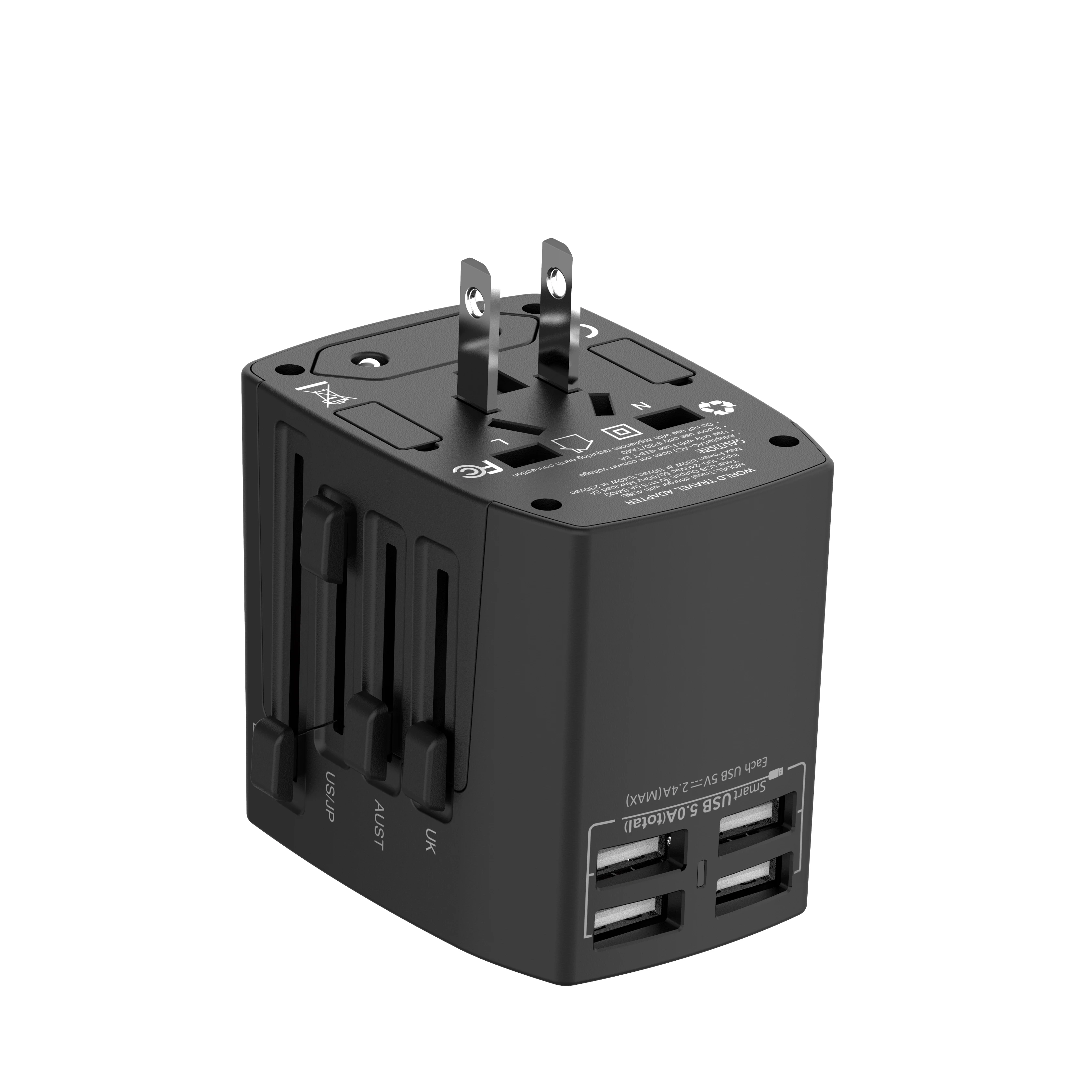 international 4 port usb travel charger adapter mobile phone wall charger multiple usb charging station EU/UK/AU/US/JP plug