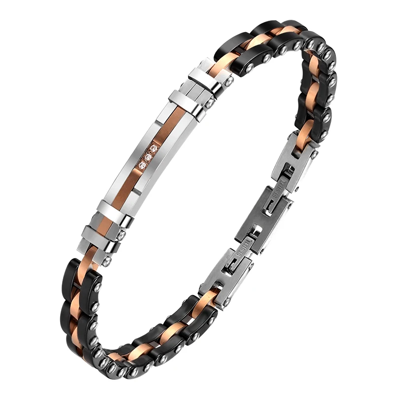 unisex 316L stainless steel bracelets Zircon black rose gold jewelry fashion MEN accessories CERAMIC BRACELET ITALY EUROPEAN