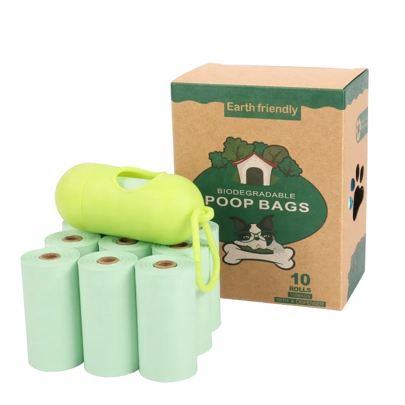 
2021Hot Pet Supply Corn Starch Compostable 100% Biodegradable 10 Rolls Pet Dog Waste Poop Garbage Bag with Dispenser 