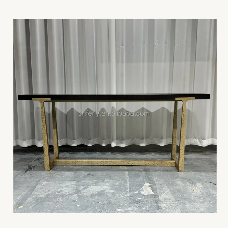American Style Dining Room Solid Wood Table Rectangular Table Cast Metal Tapered Stanchions Coffee Table