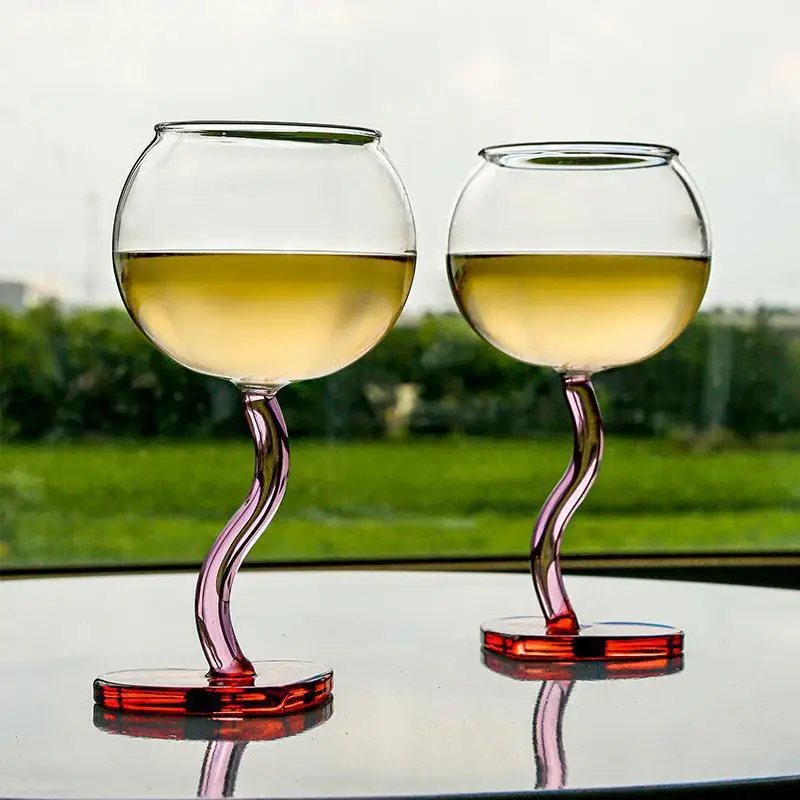 39Years Factory Cocktail Heart Base Style Glass Clear Wine Glasses Goblet Beverage Glass For Party Wedding 300ml Capacity