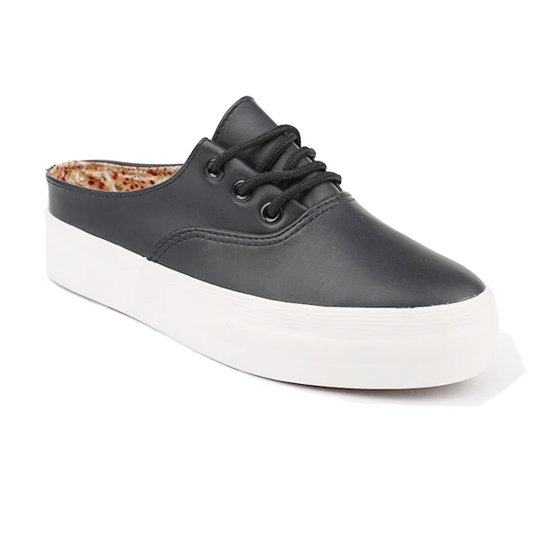 Latest PU leather height Increasing lace up casual slip on women playshoes slipper sneaker shoe