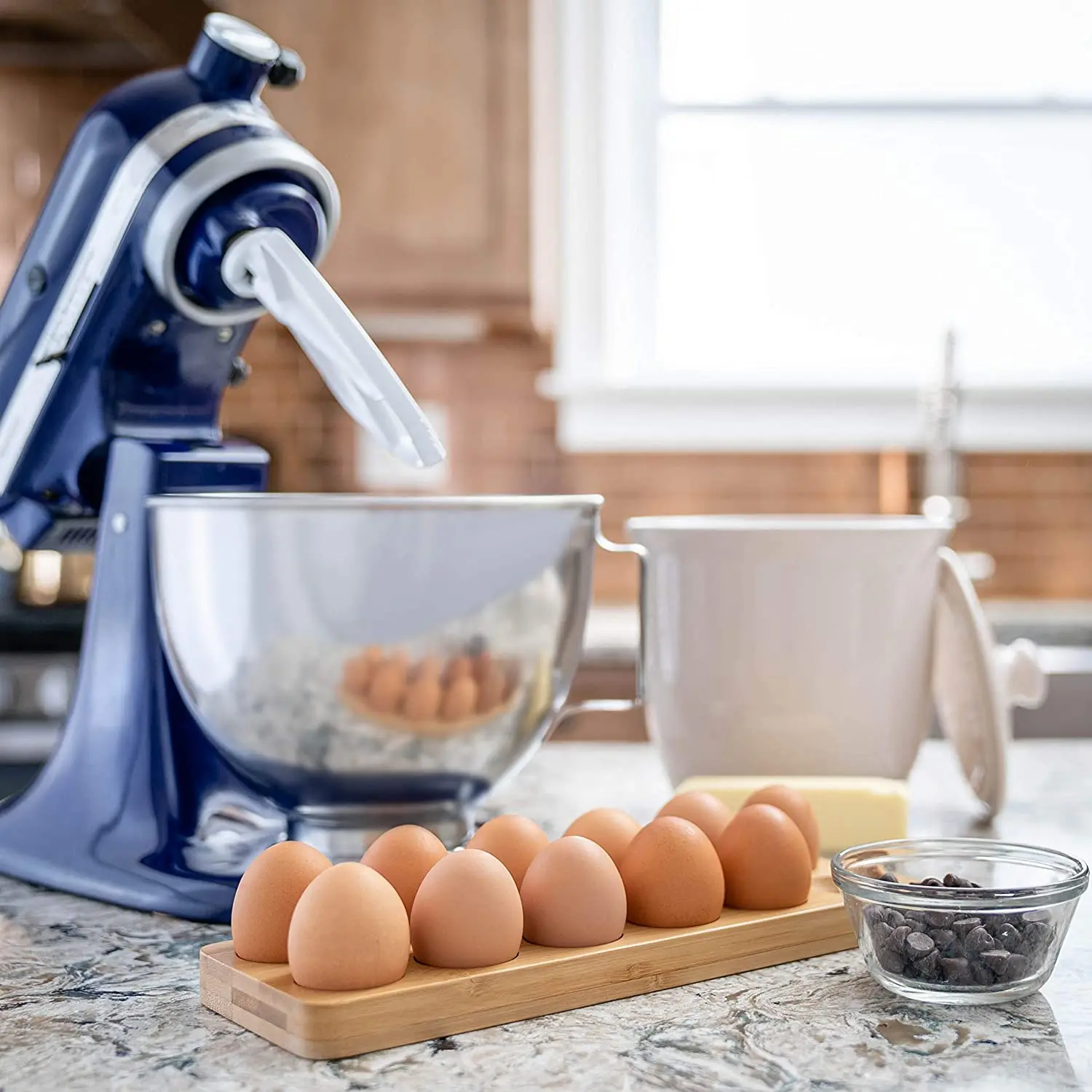 Деревянный бамбуковый поднос для яиц, вмещает 12 яиц на столешнице или холодильнике