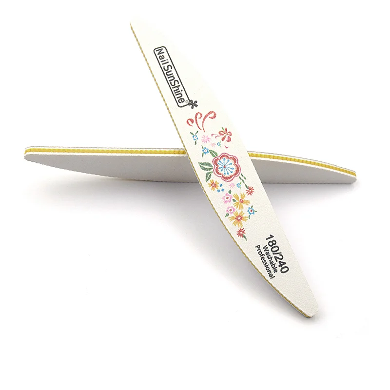 5pcs/lot Nail Files 80/100/150/180/240 Printed Manicure Nail Polish Washable Nails Files SandpaperToolWillow Individual Package