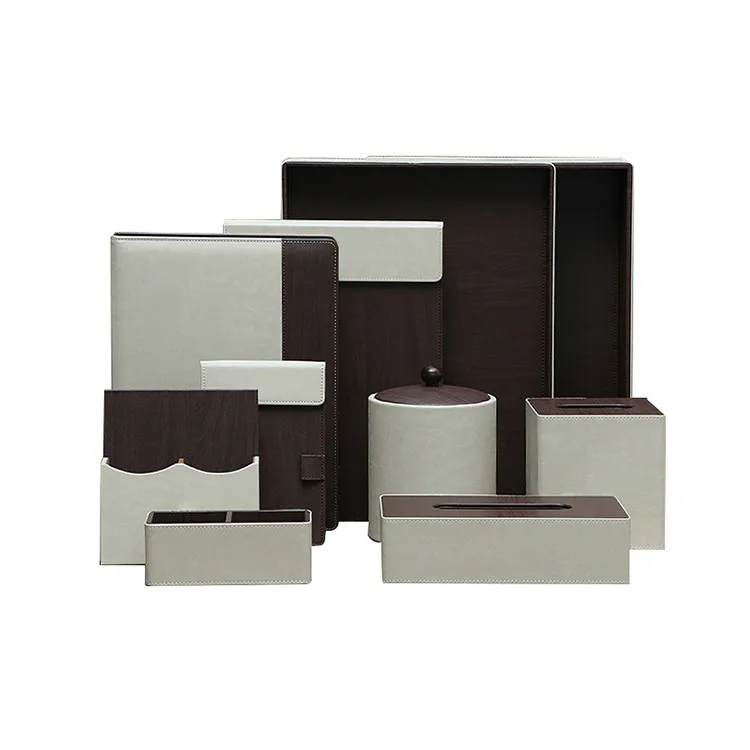 High-end Customize Design Logo Tissue Box Cover leather Hospitality Supplies Accessories amenities set for hotel