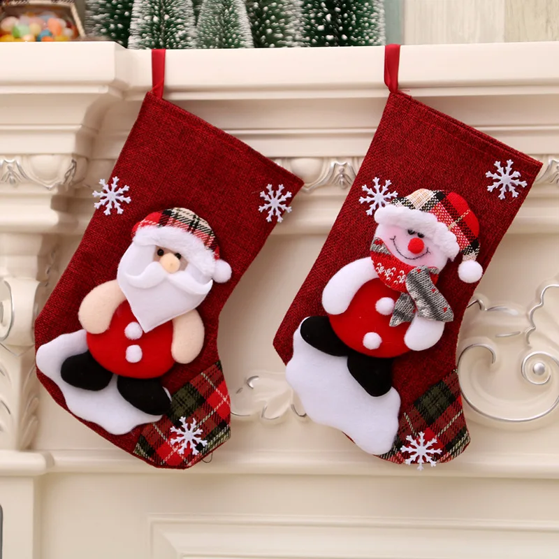 Hot Selling Christmas candy gift packaging decorations Santa Claus snowman Christmas socks