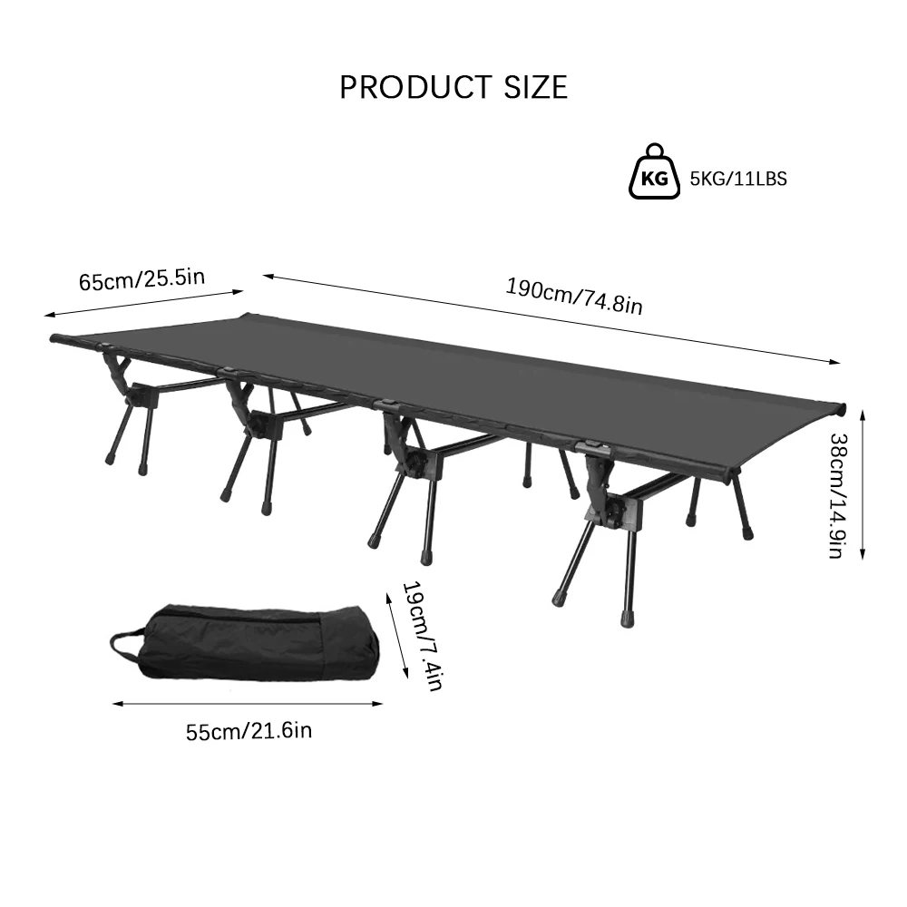 Wholesale Cheap factory price Folding Camping Bed Adjustable Outdoor Aluminium Sleeping camping Cot