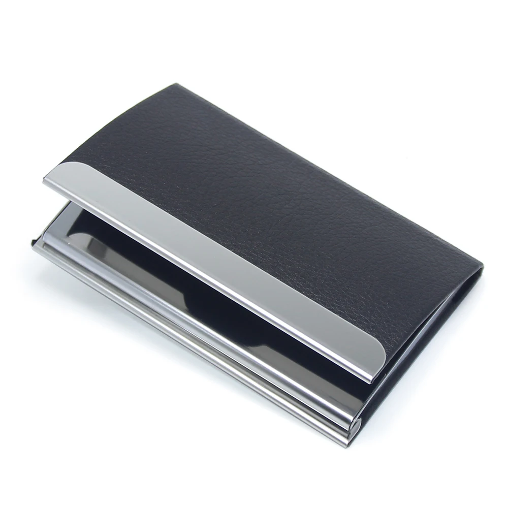 
PU Leather Stainless Steel Card Wallet Case Box Cardholder Magnet Metal Purse Men Women Business Name ID Bank Credit Card Case 