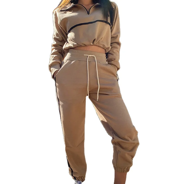 Женский спортивный костюм, Повседневный хлопковый комплект из двух предметов, спортивные костюмы