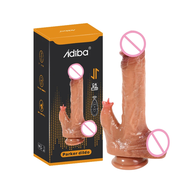 New Arrival 2024 Adiba Parker 8.27in Remote Control Realistic Dildo with Licking Tongue for Women 9 Vibrating Thrusting