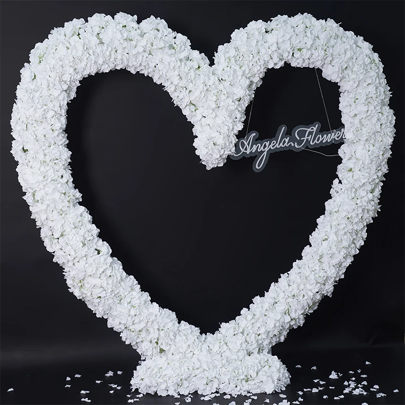 Red White Rose Foam Base Arrangement Floral Event Flower Stand Wedding Backdrop Heart Shape Arch Frame Decor For Reception A8745