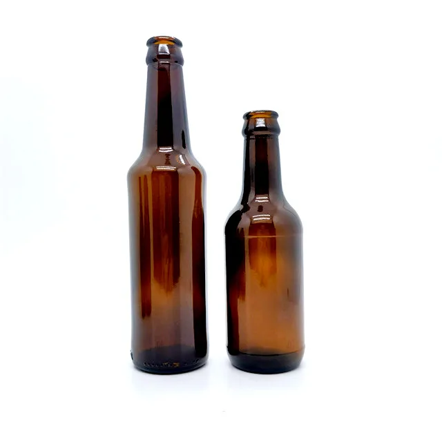 Wholesale Custom Brown 12 oz 355ml  Amber Glass Stubby Beer Bottles 355 ml With Twist Off Neck Crown Cap
