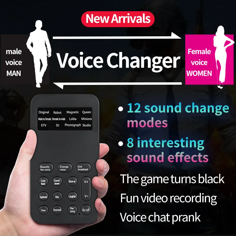 Hot Sell One-key Voice Changer Universal Live Sound Effects Processors Mini Sound Card for Mobile Phones and Computers