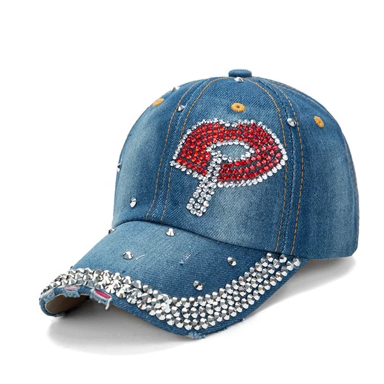 Wholesale Bling Rhinestone Custom logo Sport Dad Outdoor Baseball other hats & caps For Women Men