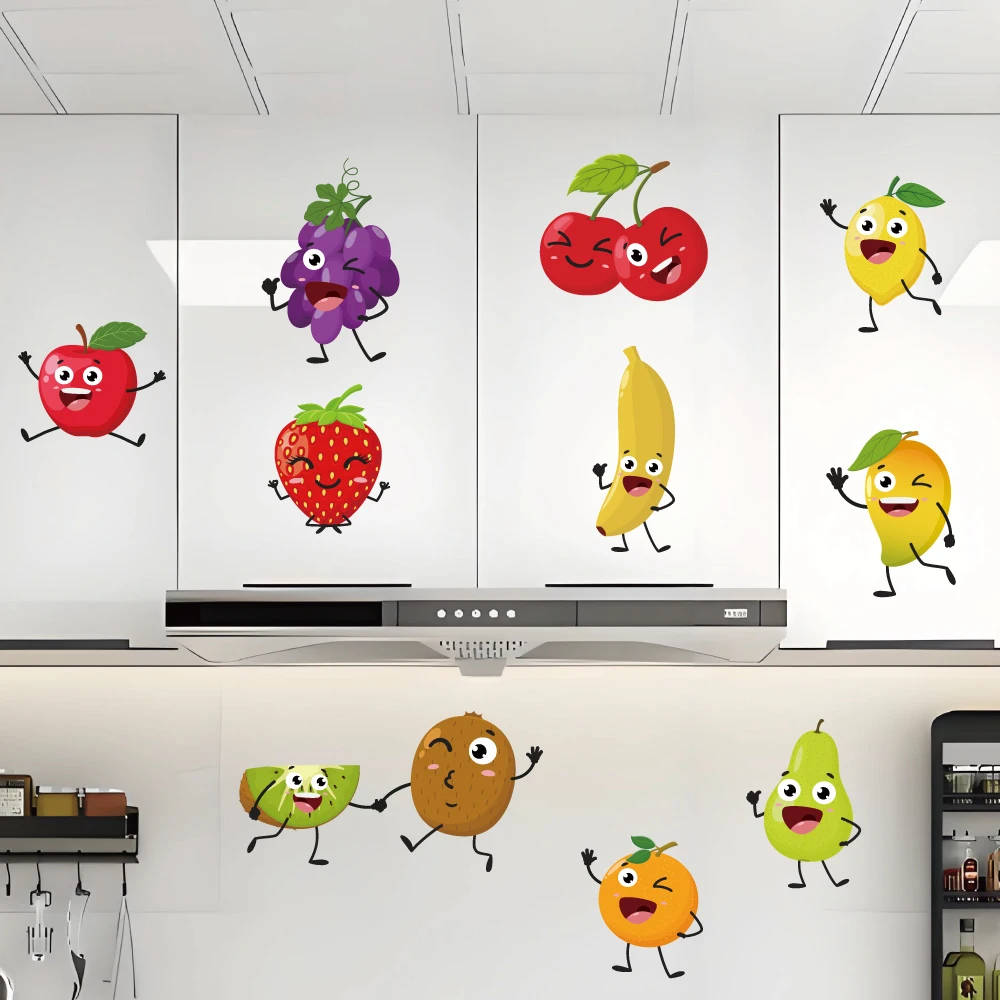 Home decoration cartoon refrigerator vegetable and fruit kitchen wall sticker